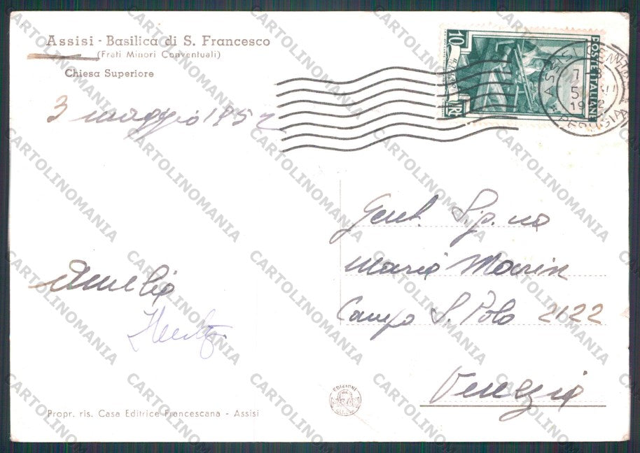 Perugia Assisi Basilica San Francesco PIEGA FG cartolina VK2431 – retro