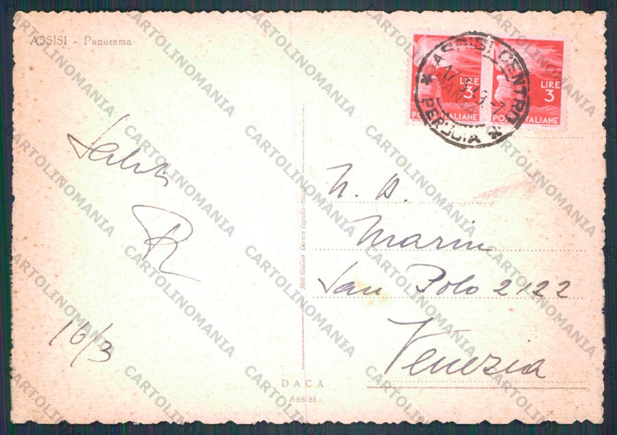 Perugia Assisi PIEGHINA FG cartolina VK2432 – retro