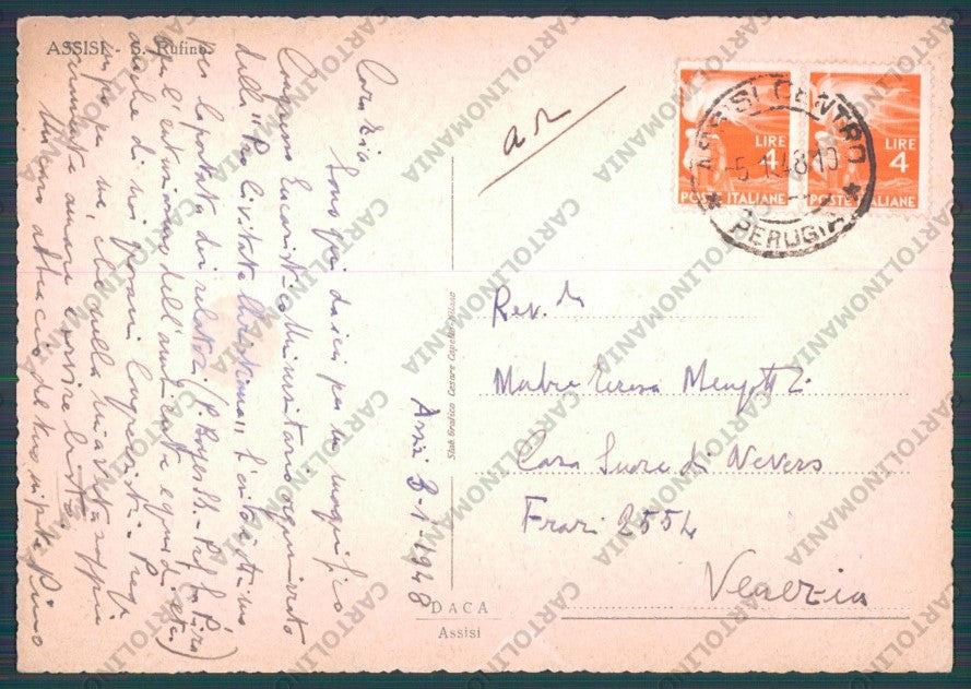 Perugia Assisi San Rufino FG cartolina VK2445 – retro
