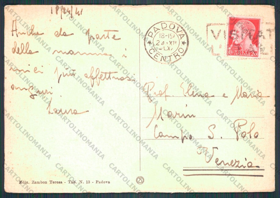 Padova Città Basilica Sant'Antonio PIEGHE FG cartolina VK2468 – retro