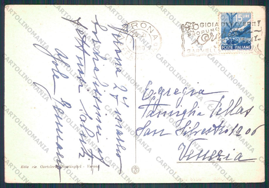 Verona Città Piazza Dante PIEGA FG cartolina VK2486 – retro