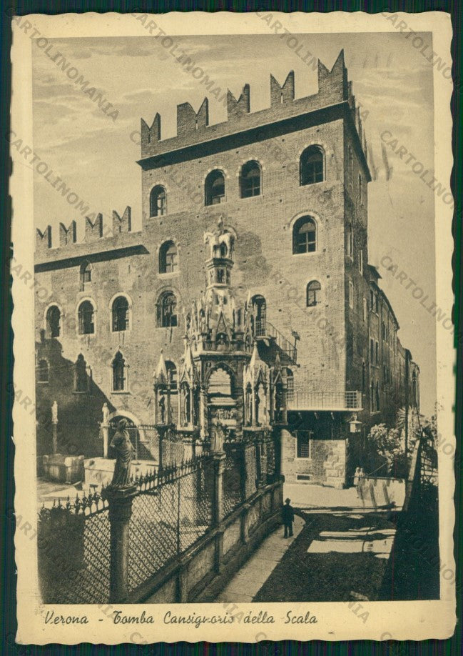Verona Città Tomba Cansignorio della Scala PIEGA FG cartolina VK2491 – fronte