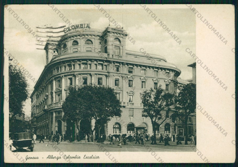 Genova Città Albergo Colombia Excelsior PIEGHINE FG cartolina VK2506 – fronte