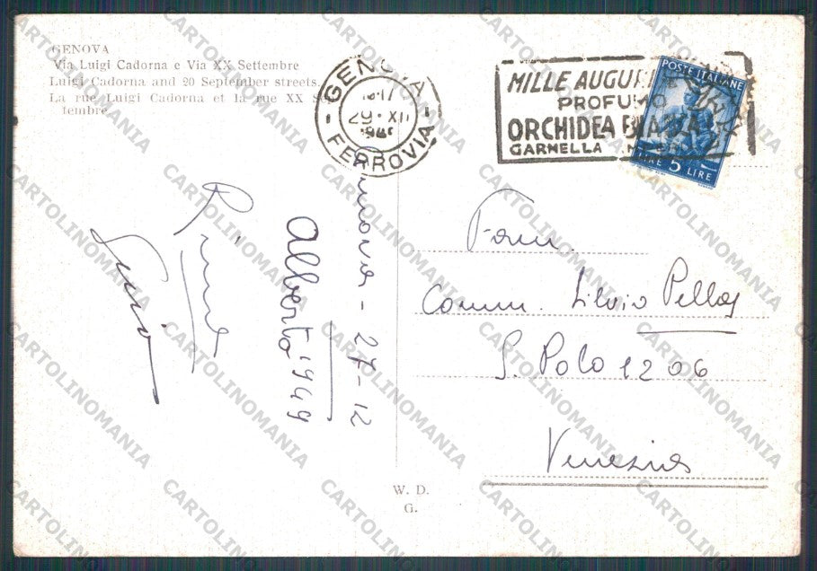 Genova Città Via Luigi Cadorna PIEGHINE FG cartolina VK2510 – retro