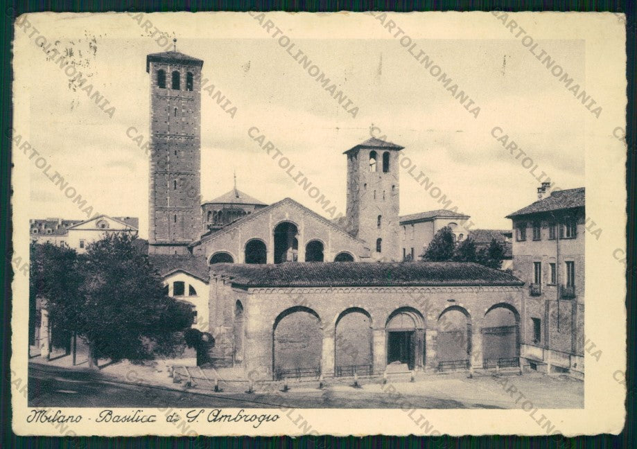 Milano Città Basilica Sant'Ambrogio PIEGHINA FG cartolina VK2530 – fronte