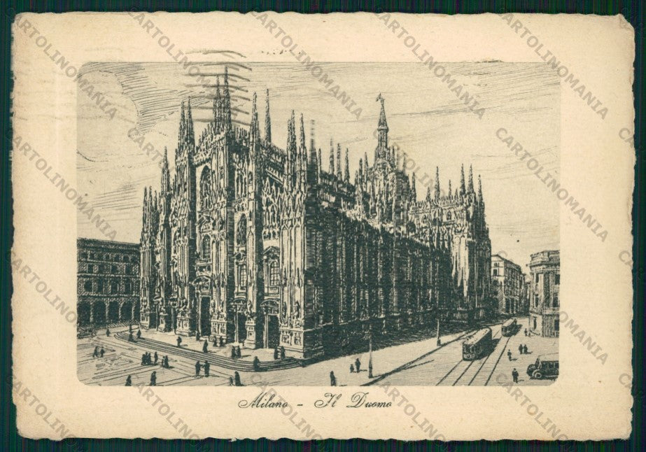 Milano Città Duomo Tram PIEGHINA FG cartolina VK2538 – fronte