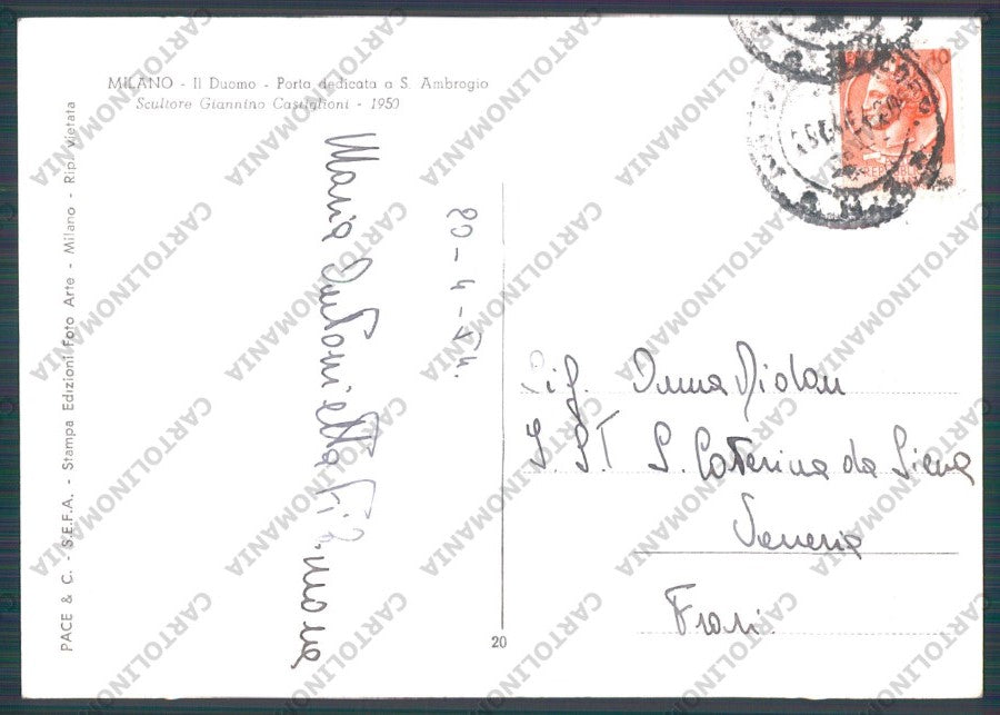 Milano Città Duomo Porta dedicata a Sant'Ambrogio Foto FG cartolina VK2562 – retro