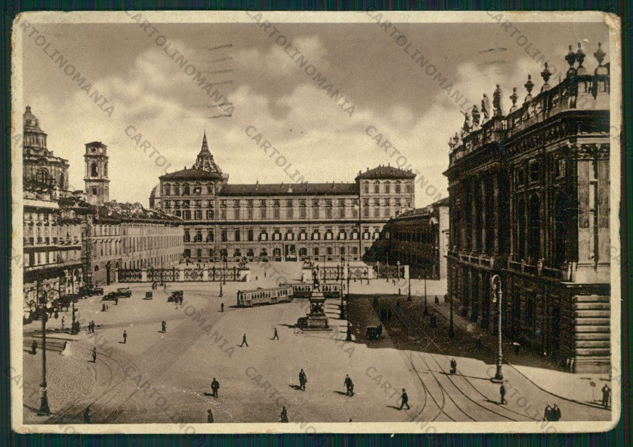 Torino Città Piazza Castello Palazzo Reale Tram PIEGHE FG cartolina VK2578 – fronte