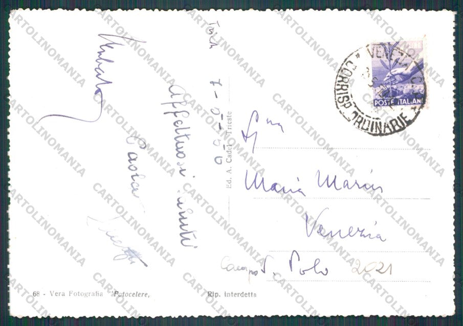 Trieste Città San Giusto PIEGHINA STRAPPINO Foto FG cartolina VK2600 – retro