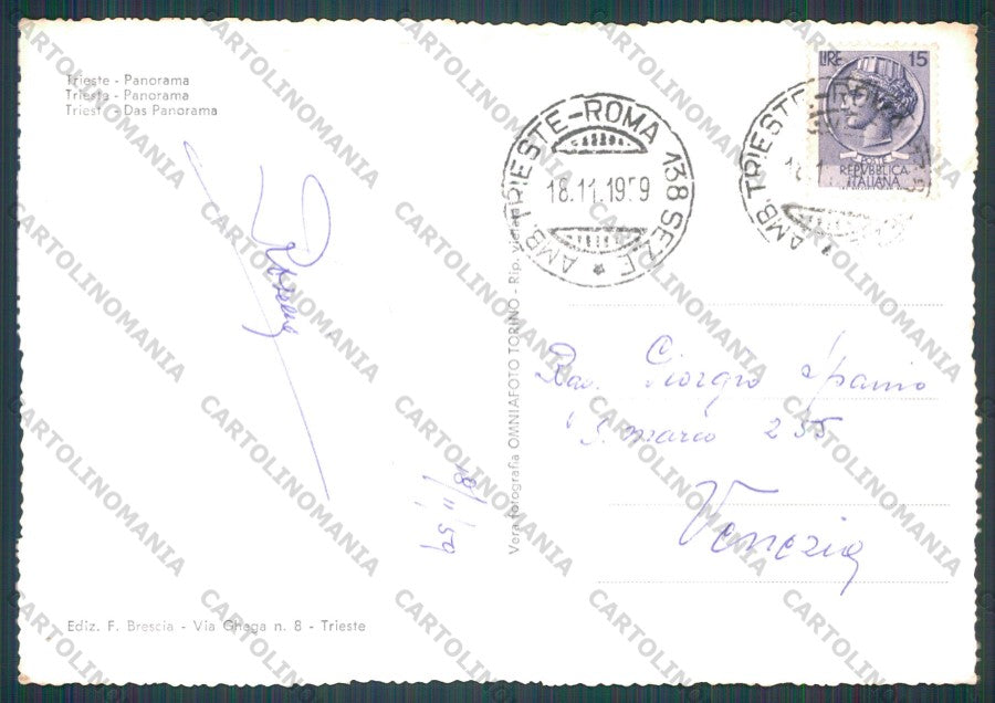Trieste Città ABRASA Foto FG cartolina VK2608 – retro