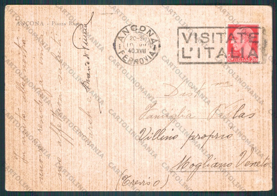 Ancona Città Piazza Roma PIEGHE FG cartolina VK2622 – retro