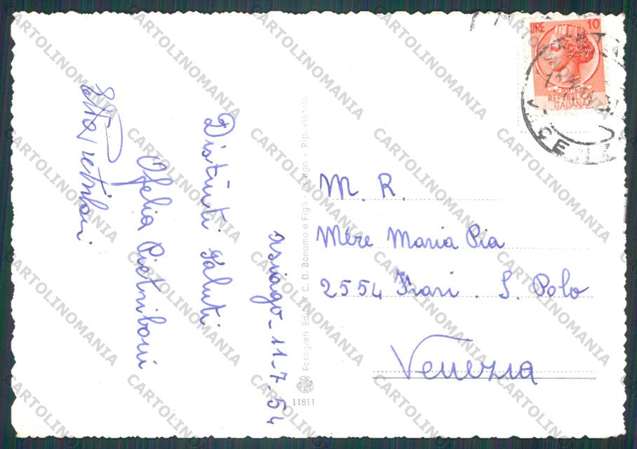Vicenza Asiago Torre Civica FG cartolina VK2643 – retro