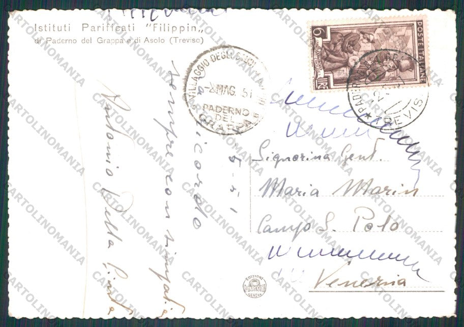 Treviso Asolo Oasi dei Piccoli Filippin FG cartolina VK2645 – retro