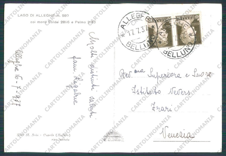 Belluno Alleghe Lago di Foto FG cartolina VK2657 – retro