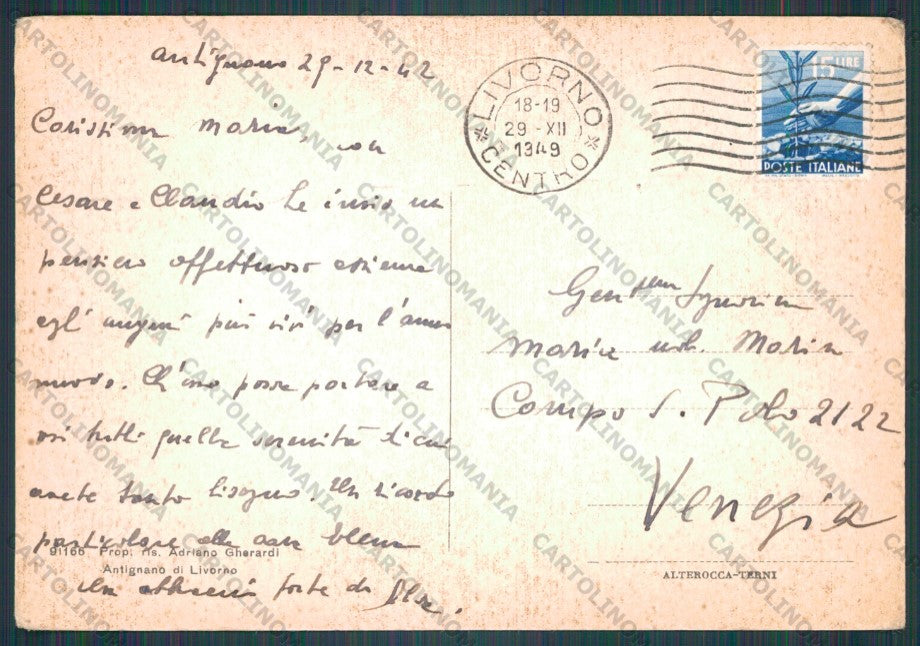 Livorno Antignano PIEGHINE FG cartolina VK2669 – retro
