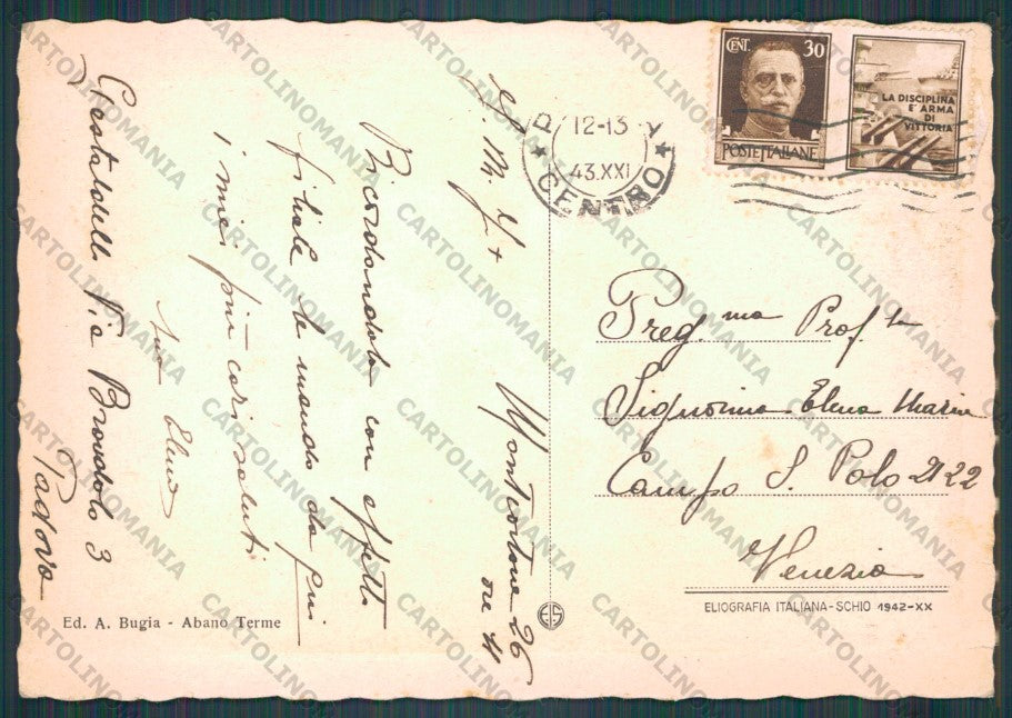 Padova Abano Terme Tram PIEGATA STRAPPINO FG cartolina VK2670 – retro