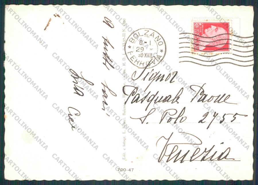 Bolzano Città Piazza Vittorio Emanuele Auto FG cartolina VK2685 – retro