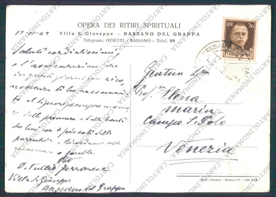 Vicenza Bassano del Grappa PIEGHINA FG cartolina VK2703 – retro