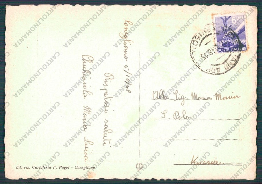 Treviso Conegliano Madonna della Neve PIEGHINA FG cartolina VK2713 – retro