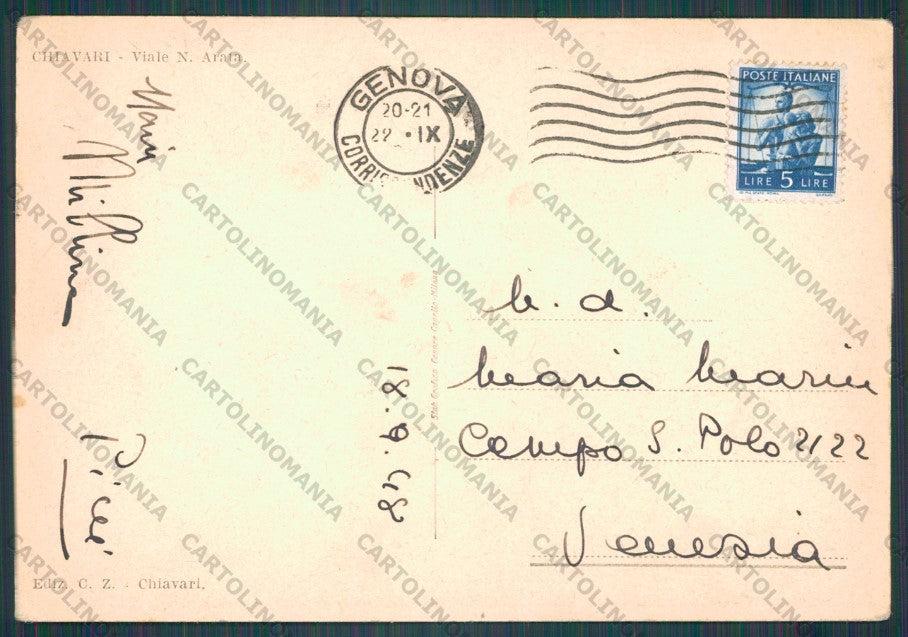 Genova Chiavari PIEGHINE FG cartolina VK2747 – retro