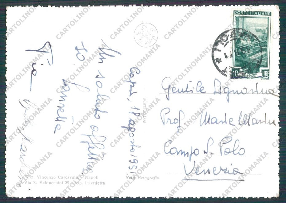 Napoli Capri Faraglioni PIEGHINE Foto FG cartolina VK2758 – retro