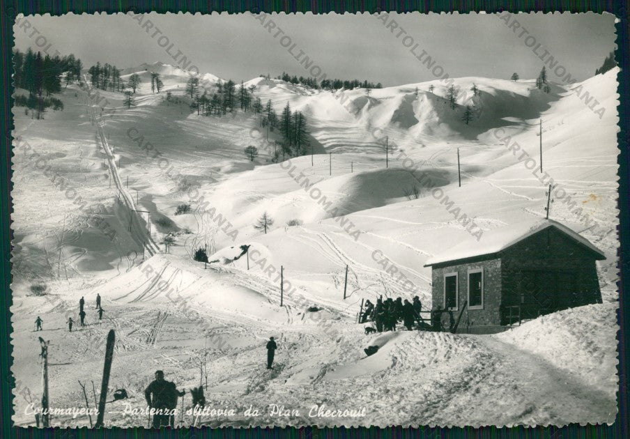 Aosta Courmayeur Plan Checrouit Nevicata Sci Foto FG cartolina VK2767 – fronte