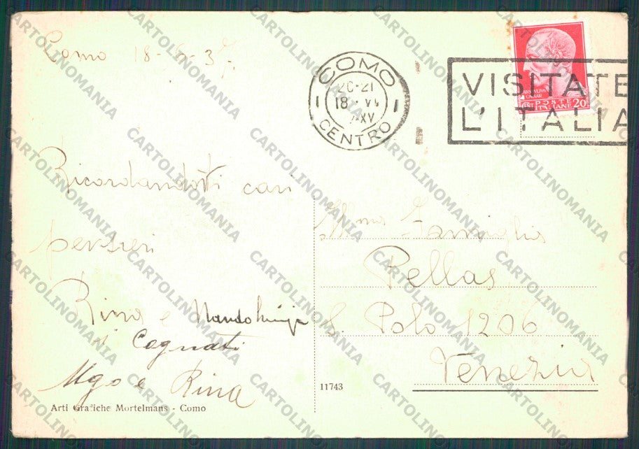 Como Città lago di Battello PIEGHINE FG cartolina VK2770 – retro