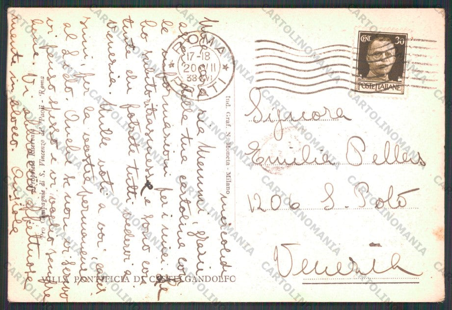 Roma Castelgandolfo Palazzo Pontificio Fontana FG cartolina VK2784 – retro