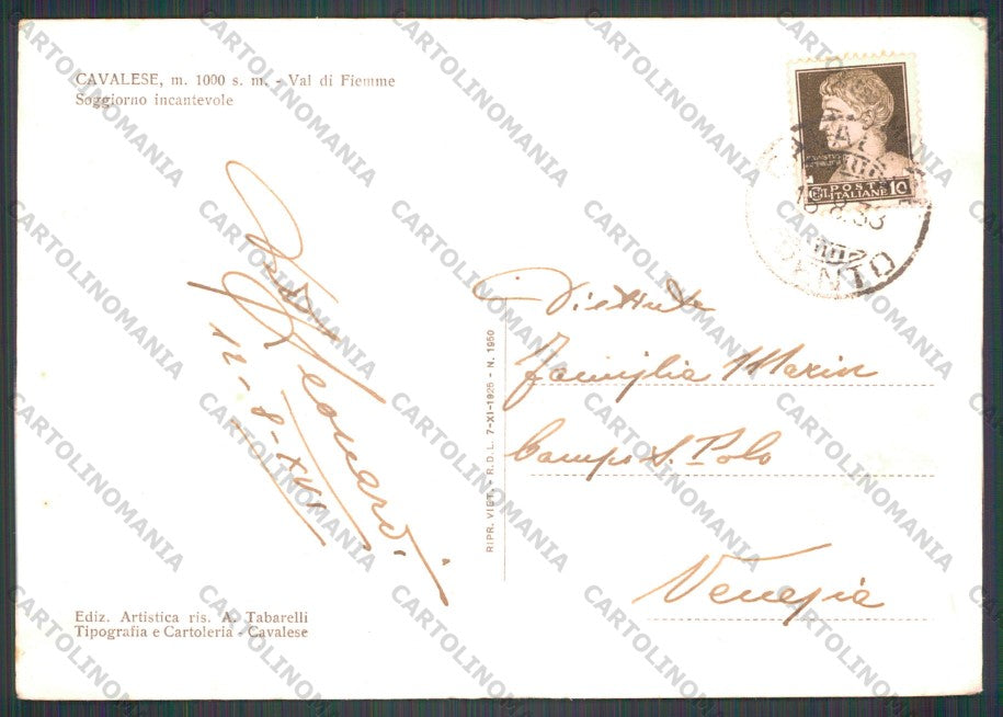 Trento Cavalese Valle di Fiemme PIEGHINA FG cartolina VK2788 – retro