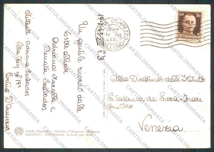 Belluno Cortina Faloria Sorapis Antelao FG cartolina VK2796 – retro