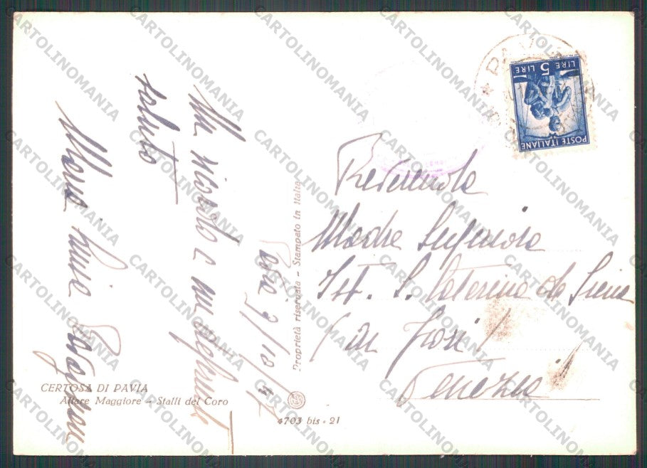 Pavia Certosa di Foto FG cartolina VK2798 – retro