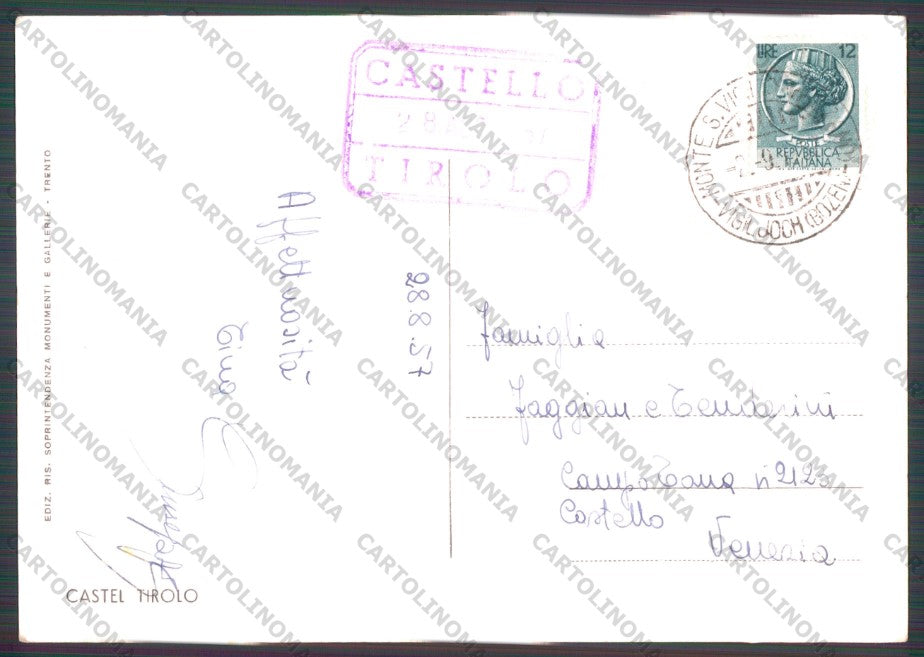 Bolzano Tirolo Castel di Foto FG cartolina VK2808 – retro