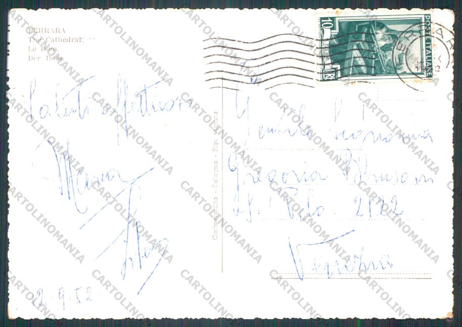 Ferrara Città Cattedrale PIEGHINA Foto FG cartolina VK2842 – retro