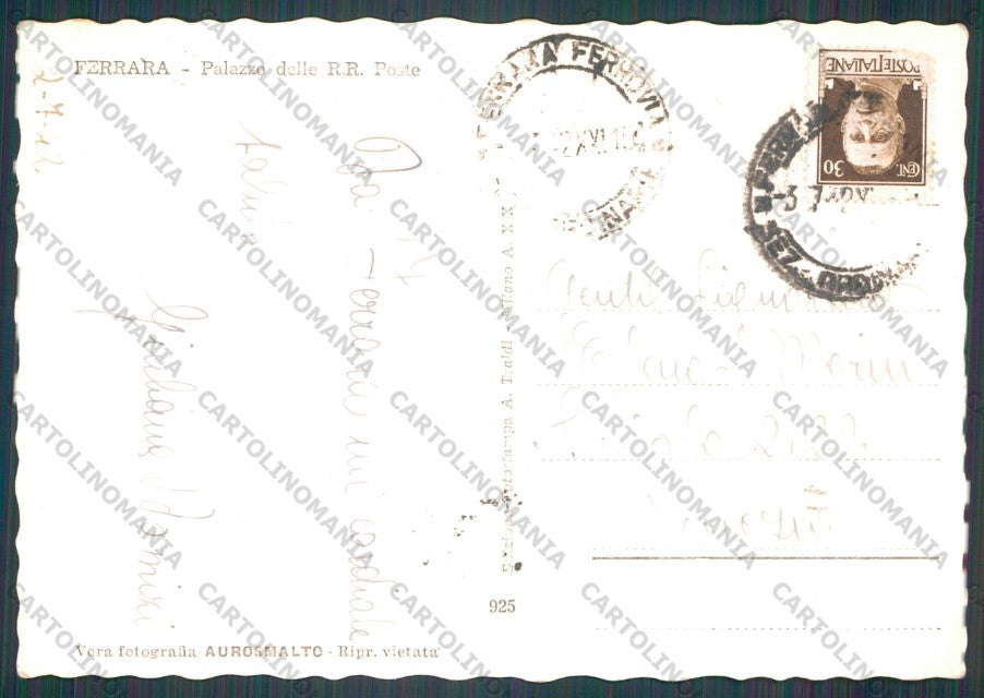 Ferrara Città Poste PIEGHINE Foto FG cartolina VK2847 – retro
