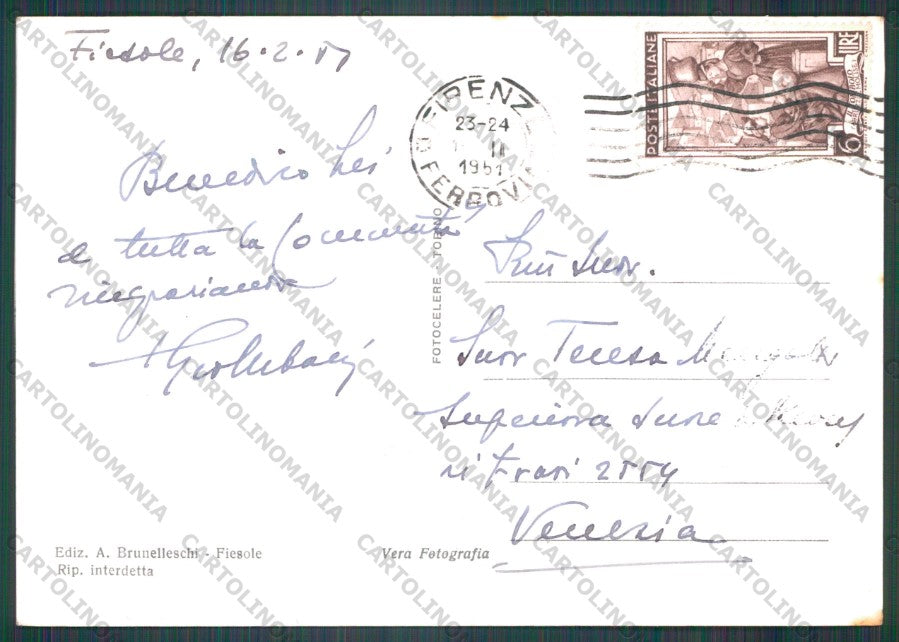 Firenze Fiesole Foto FG cartolina VK2858 – retro