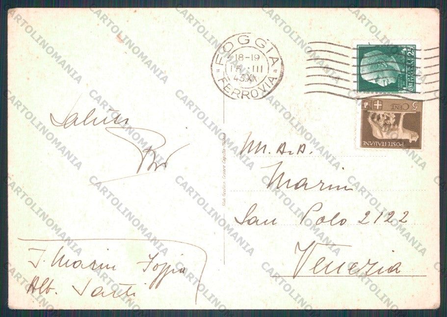 Foggia Città Palazzo Podestà FG cartolina VK2873 – retro