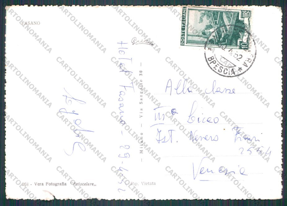 Brescia Gardone Riviera Fasano Garda Lago di STRAPPI Foto FG cartolina VK2878 – retro