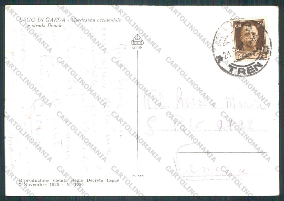 Trento Riva del Garda Strada del Ponale Foto FG cartolina VK2892 – retro
