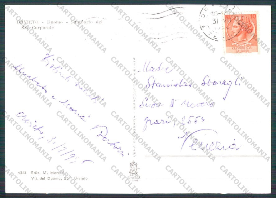 Terni Orvieto PIEGHINA Foto FG cartolina VK2913 – retro