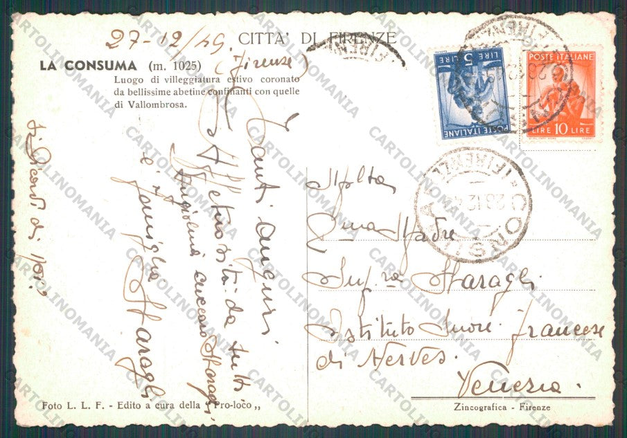Firenze La Consuma FG cartolina VK2921 – retro