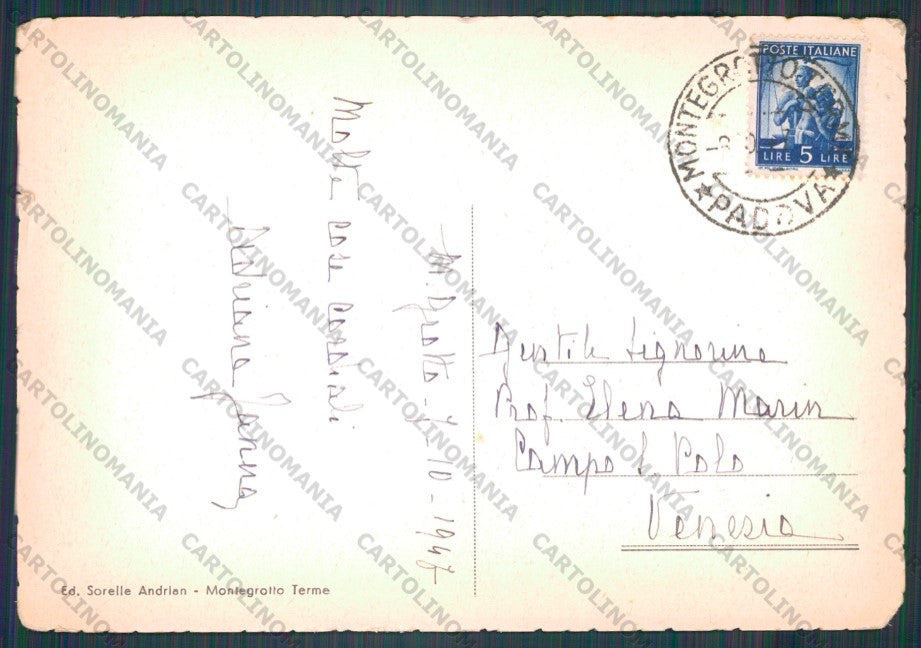 Padova Montegrotto Terme STRAPPINO PIEGHINE FG cartolina VK2946 – retro