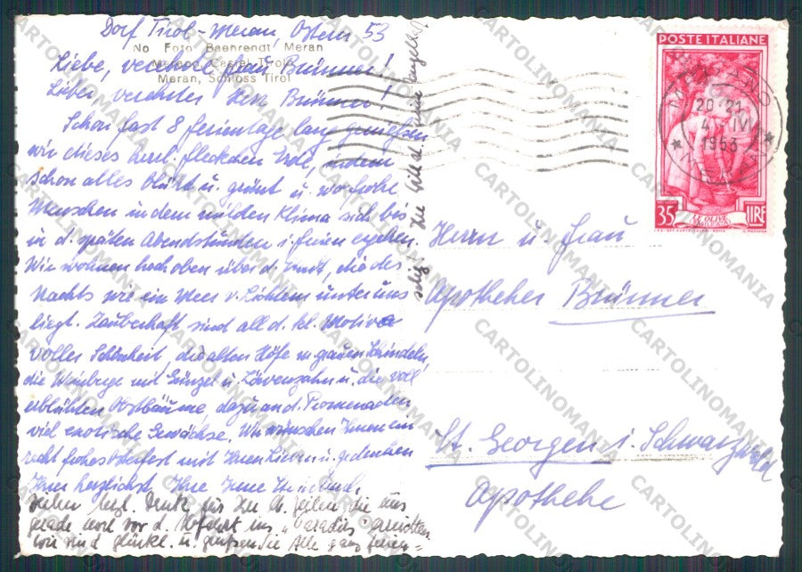 Bolzano Merano PIEGHINA Foto FG cartolina VK2956 – retro