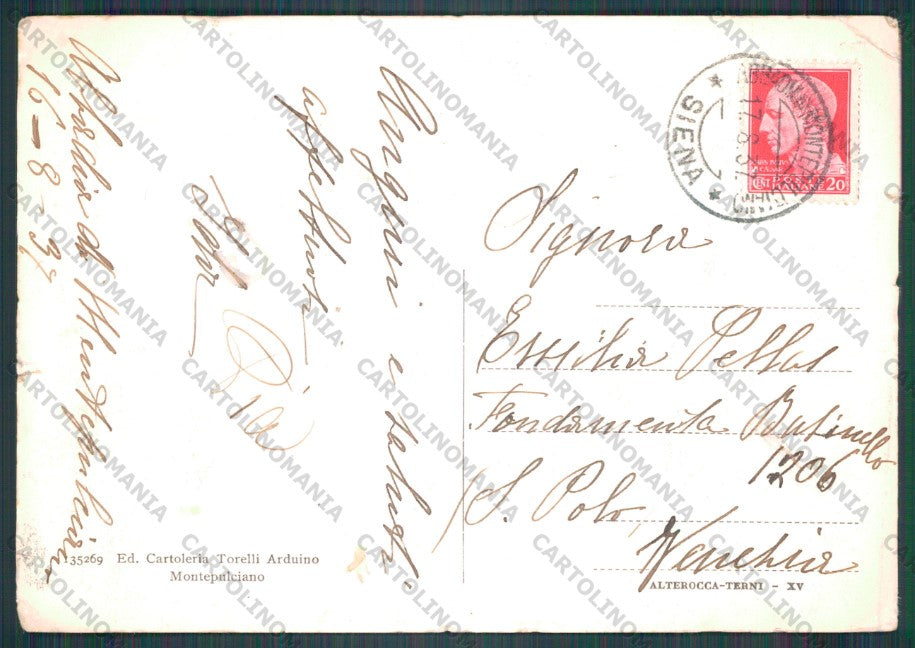 Siena Montepulciano STRAPPINI PIEGHINE FG cartolina VK2964 – retro