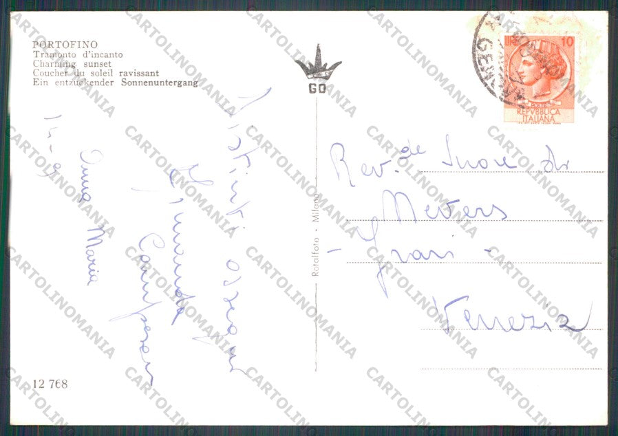 Genova Portofino PIEGHINA Foto FG cartolina VK2980 – retro