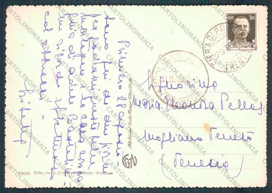 Trento Tonadico Primiero Sass Maor FG cartolina VK2984 – retro