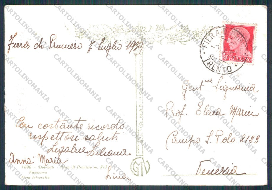 Trento Primiero Fiera di Foto FG cartolina VK2988 – retro