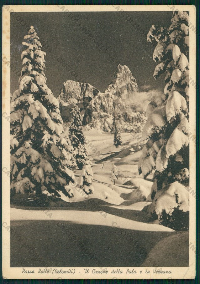 Trento Primiero Passo Rolle Cimone Pala Nevicata PIEGHINA FG cartolina VK3003 – fronte