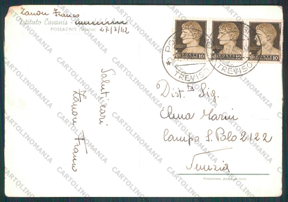 Treviso Possagno STRAPPINO PIEGHINE FG cartolina VK3038 – retro