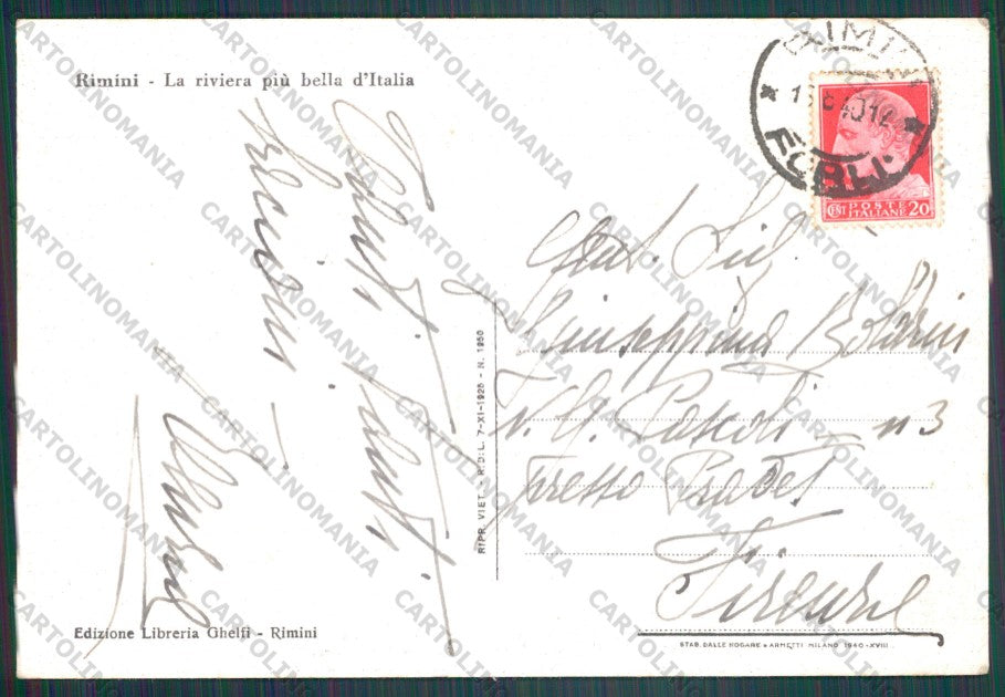Rimini Città FG cartolina VK3067 – retro