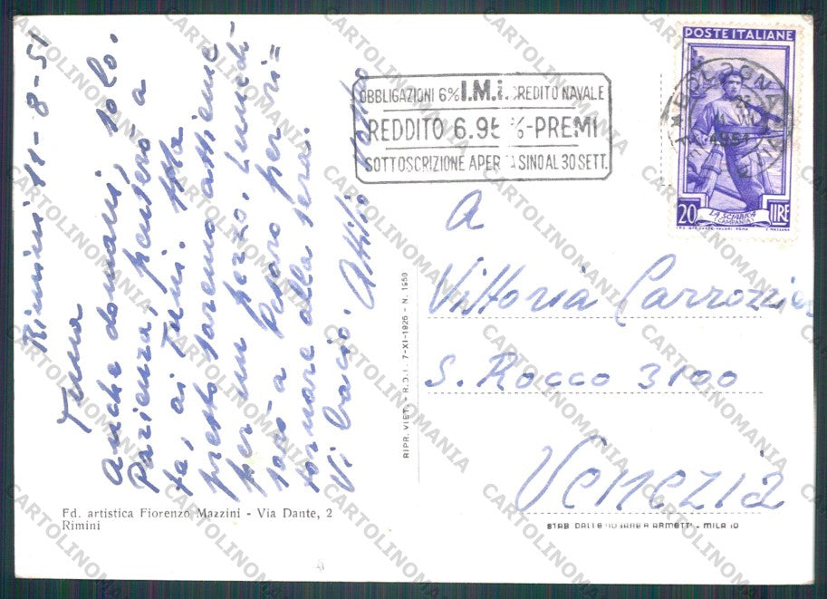 Rimini Città PIEGHINE FG cartolina VK3073 – retro